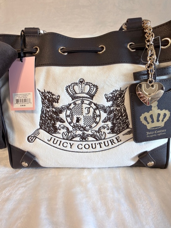 Juicy Couture Brown and Cream Logo Canvas Tote with Charm - Picture 3 of 6